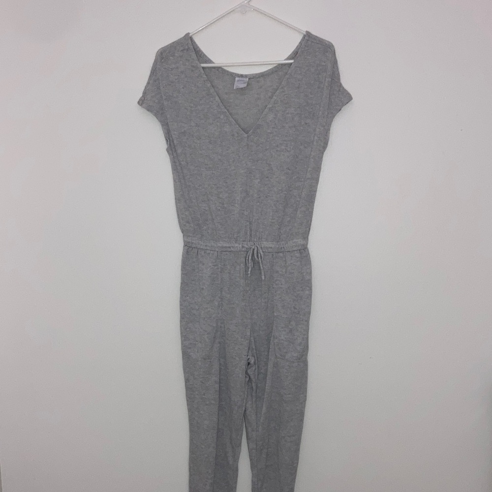#35. Stars Above - Women's Gray V-Neck Lounge Jumpsuit